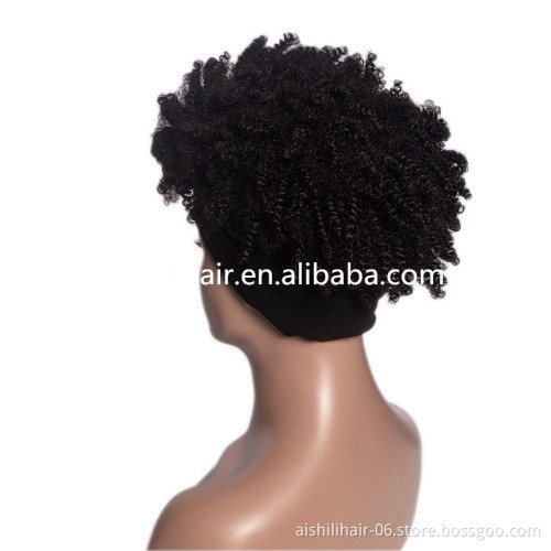 Aishili wholesale afro curly wig with headband attached wig grip headband wig for black women